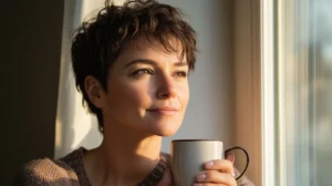 lesbian divorce coach confident woman in reflection